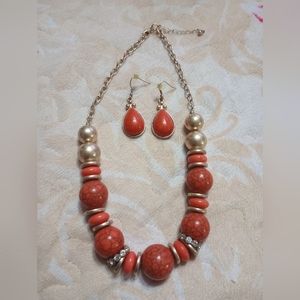Faux Coral 🪸 Bead Jewelry Set
